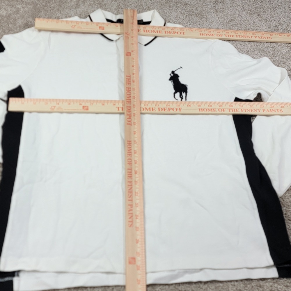 Polo Ralph Lauren Mens Sz XXL Custom Fit Big Pony Long Sleeve Polo Shirt White - Picture 4 of 6